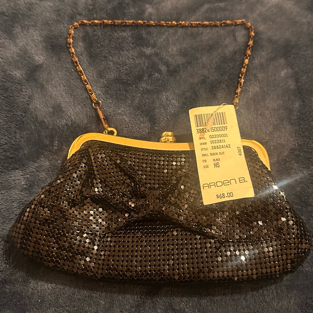 Arden B Black and Gold Sequin Wristlet